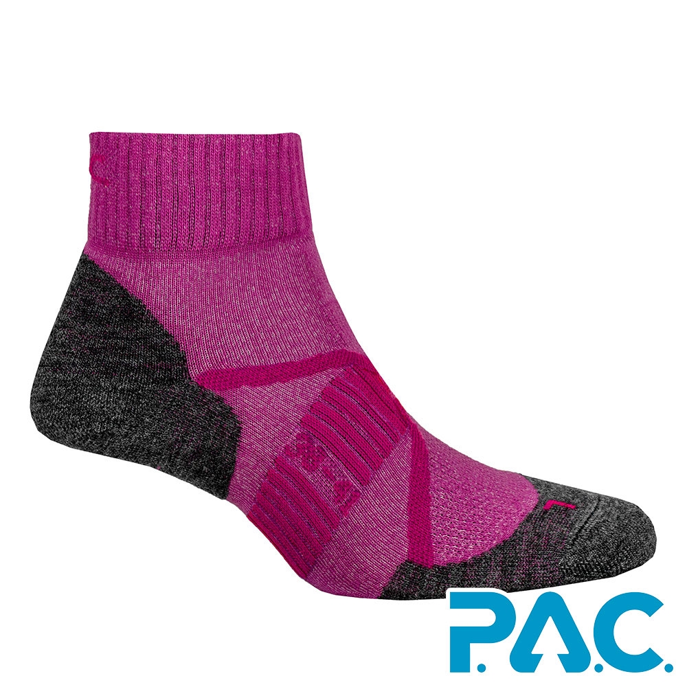 【PAC德國】女款美麗諾竹纖維低筒健行襪PAC8038莓紅/運動襪/壓力釋放/抗臭透氣