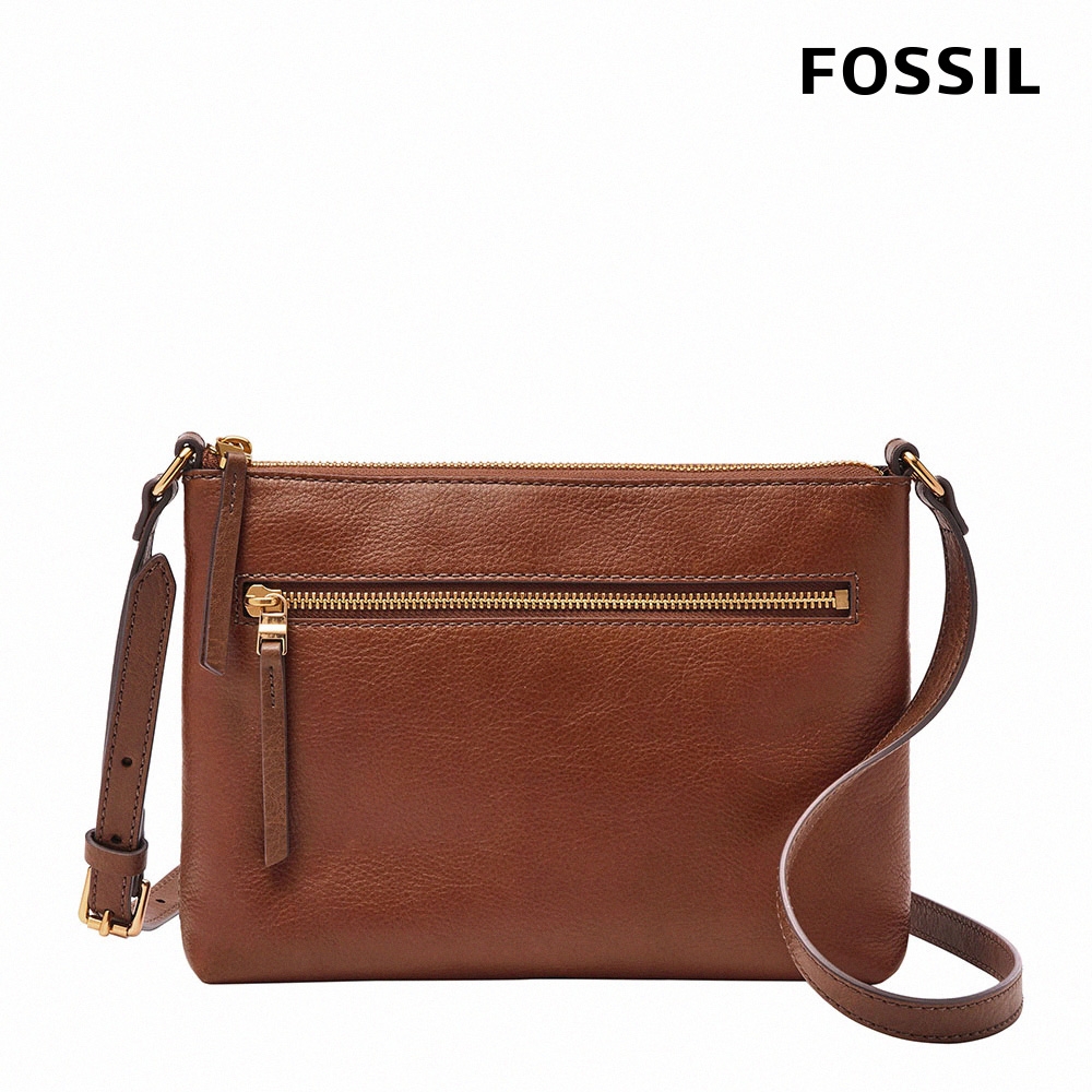 FOSSIL Fiona 真皮輕便休閒咖啡色斜背包 ZB7668200