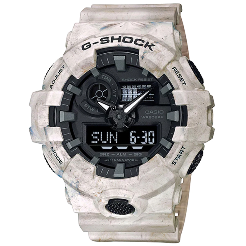 G-SHOCK 經典造型OUTDOOR風雙顯休閒錶-砂白(GA-700WM-5A)/53.4mm