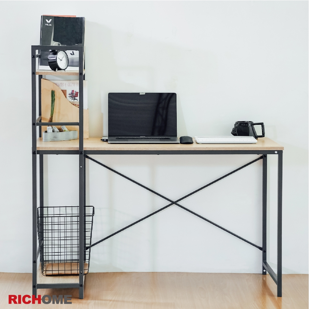 RICHOME 雅達多功能工作桌-鐵灰色W120xD52xH120CM