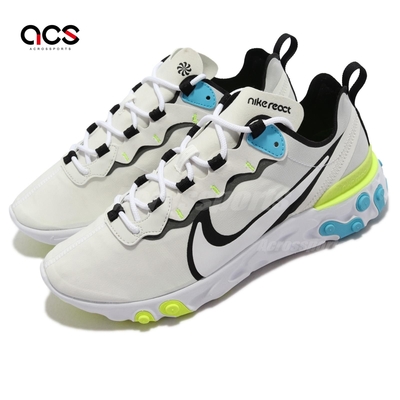 Nike 休閒鞋 React Element 55 男鞋 輕量 透氣 舒適 避震 球鞋 穿搭 白 黑 CZ8652104