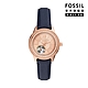 FOSSIL Stella 雙鑽圈縷空錶面女錶 藍色真皮錶帶 34MM ME3212 product thumbnail 1