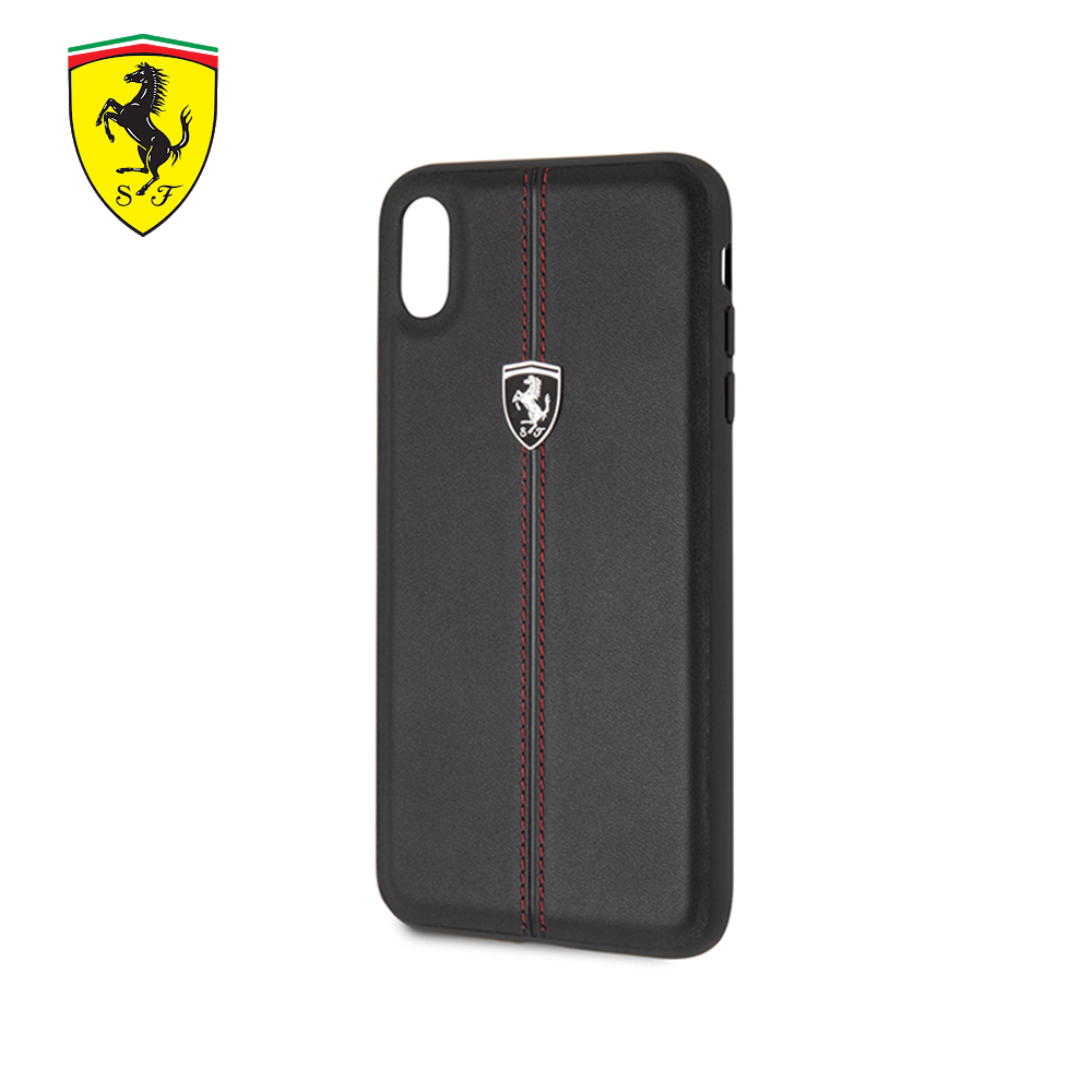 Ferrari iPhone XS MAX / XR法拉利真皮直紋縫線背蓋(黑色)