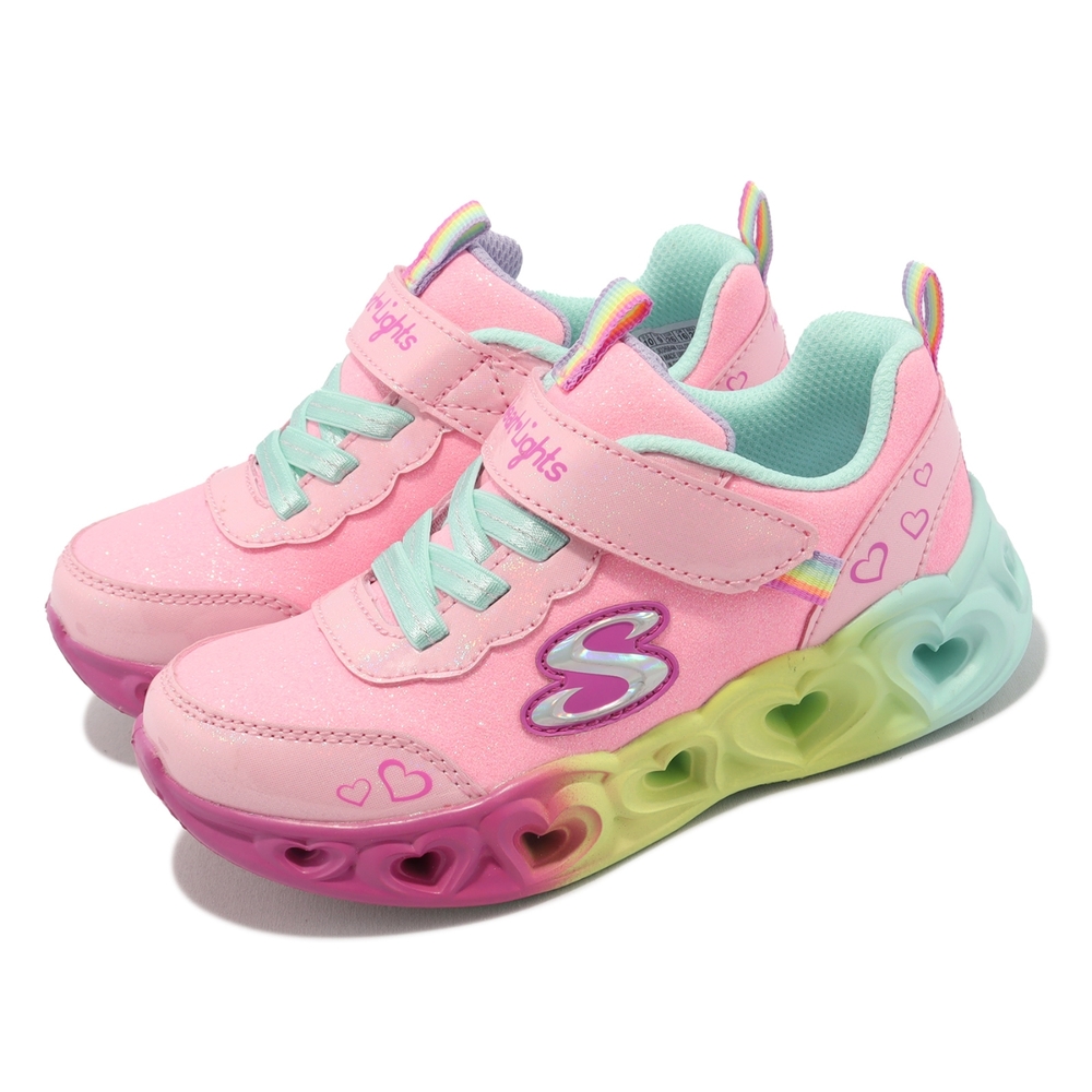 Skechers 童鞋 S Lights-Heart Lights 燈鞋 粉紅 小童 發光 愛心 閃燈 彩虹 302684NPKMT