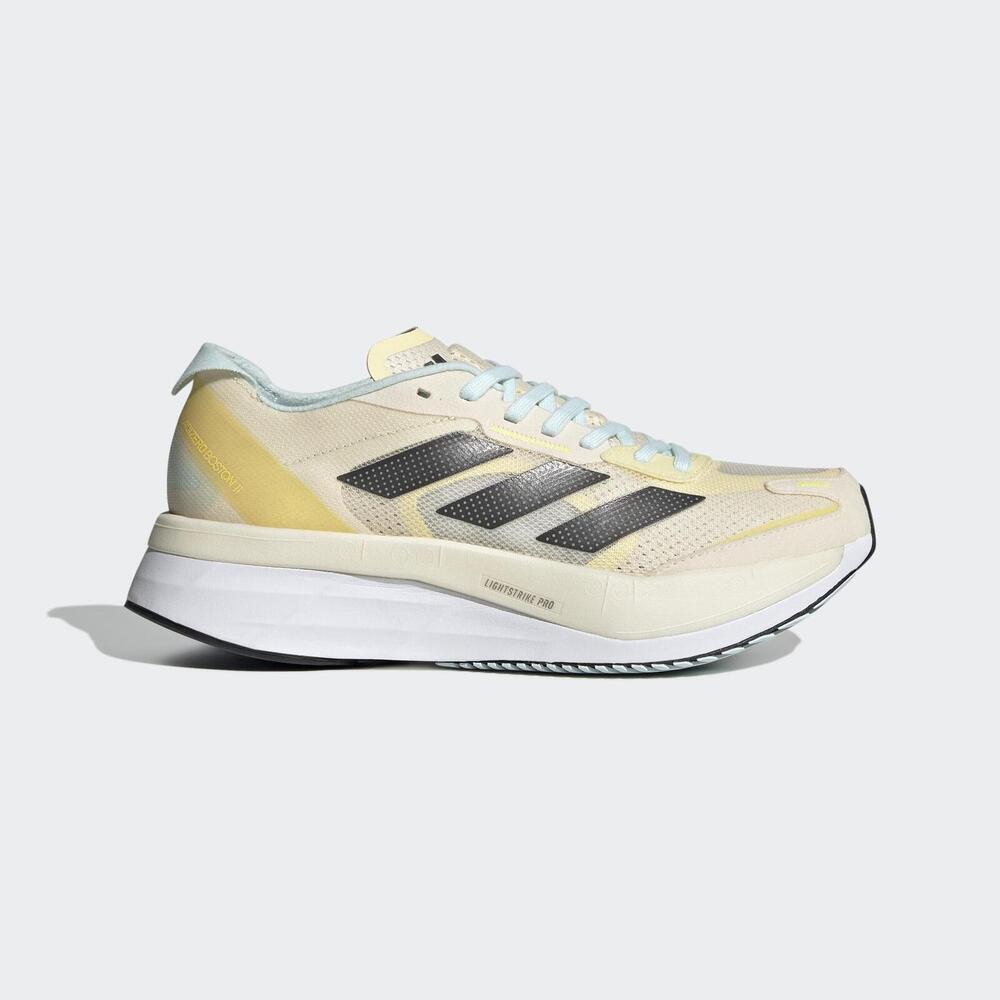 Adidas Adizero Boston 11 W [GX6655] 女 慢跑鞋 運動 訓練 路跑 緩衝 馬牌底 米黃