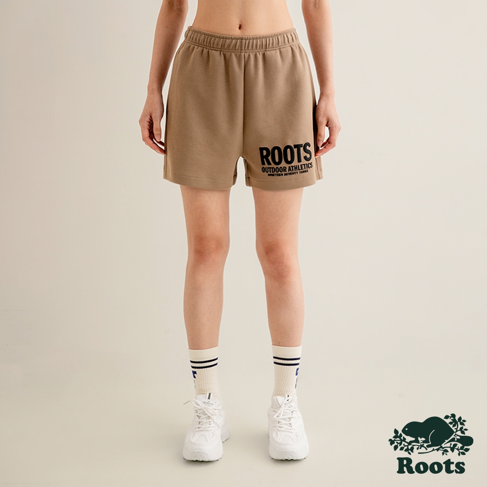Roots 女裝-摩登都市系列 雙面布經典短褲-棕褐色