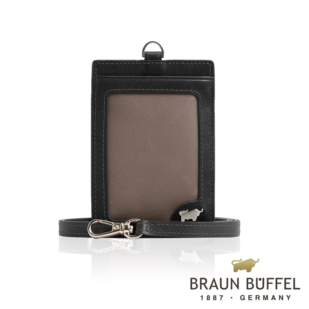 【BRAUN BUFFEL 德國小金牛】台灣總代理 HOMME-M 壓紋證件夾-黑色/BF306-600-BK