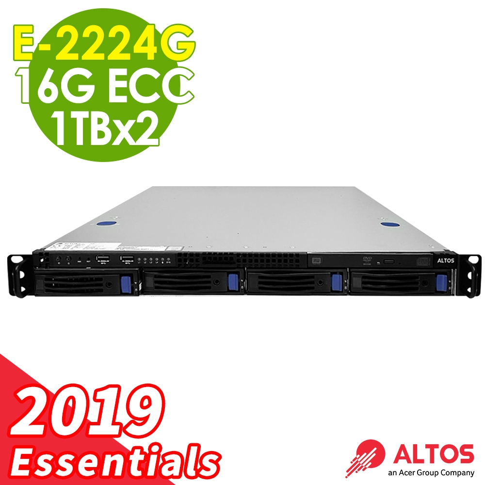 Acer Altos RS-R320F5 機架式伺服器 XE-2224G/16G ECC/1TBX2/DVD-RW/ASSM/2019ESS