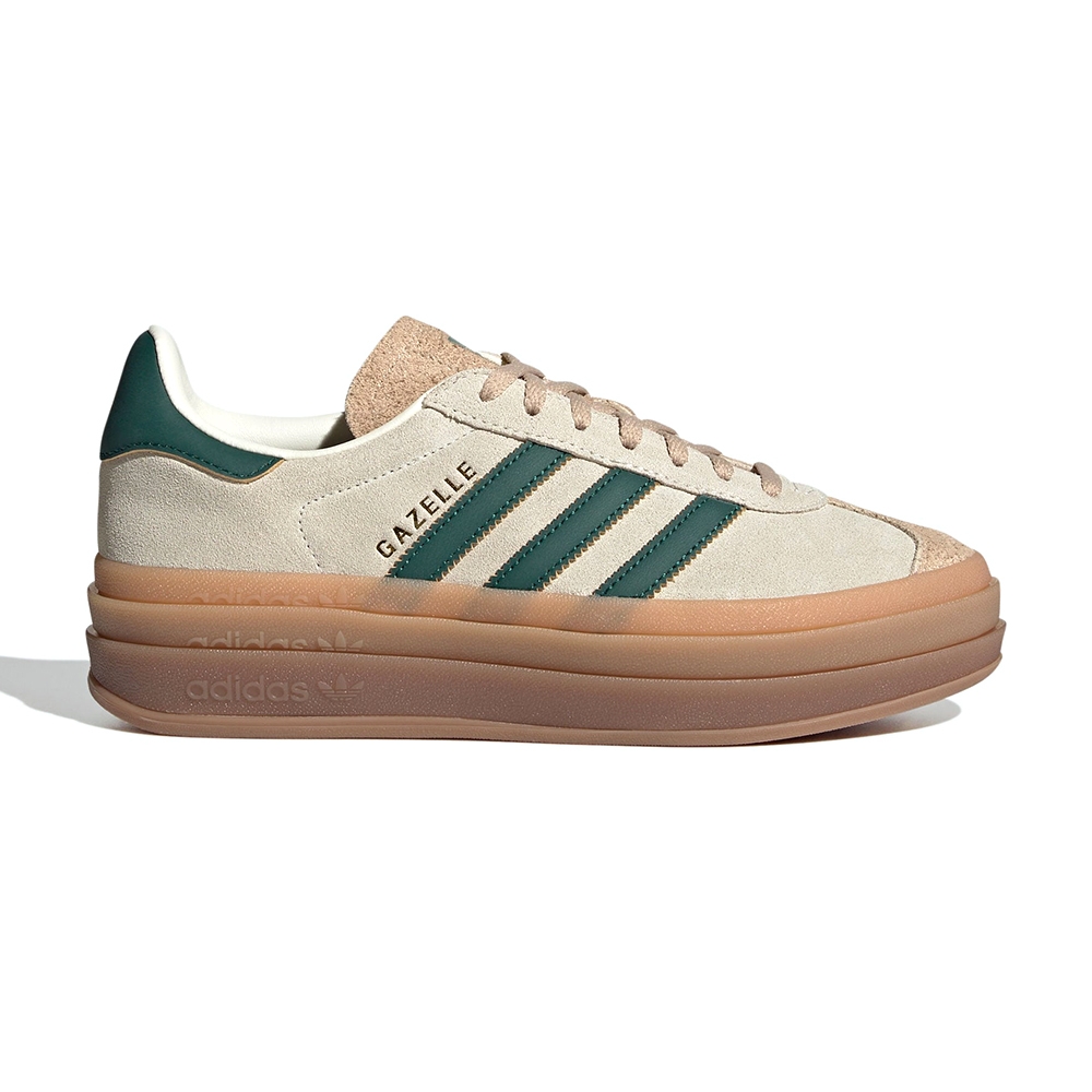 Adidas Gazelle Bold W 女鞋卡其綠色厚底增高拼接復古麂皮休閒鞋ID7056