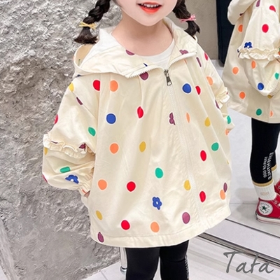 TATA KIDS 童裝 寬鬆連帽圓點小花印花長袖外套