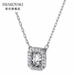 SWAROVSKI 施華洛世奇 MILLENIA 白金色白水晶正方形項鏈