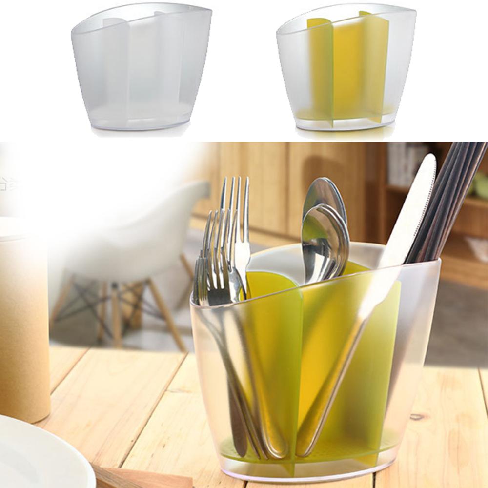 iSFun 流線瀝水 透視桌上餐具收納筒架(2色)