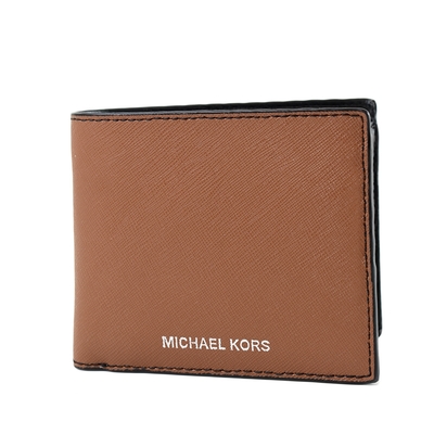 MICHAEL KORS 男款 燙印LOGO防刮皮革零錢袋短夾-焦糖色