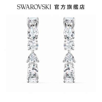 SWAROVSKI 施華洛世奇 Tennis Deluxe 白金色典雅璀璨穿孔耳環