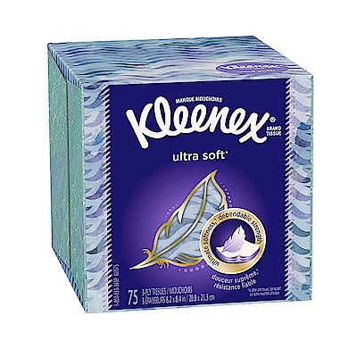 美國 Kleenex 頂級柔棉盒裝面紙-75抽(花色隨機出貨)