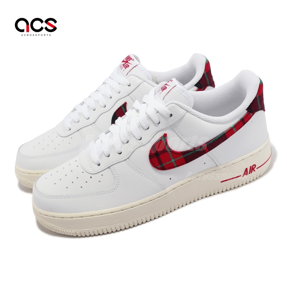 Nike 休閒鞋 Air Force 1 07 LV8 白 紅 格紋 男鞋 AF1 奶油底 仿舊 DV0789-100