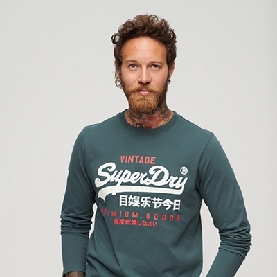 SUPERDRY 男裝 長袖T恤 Classic VL Heritage 藍