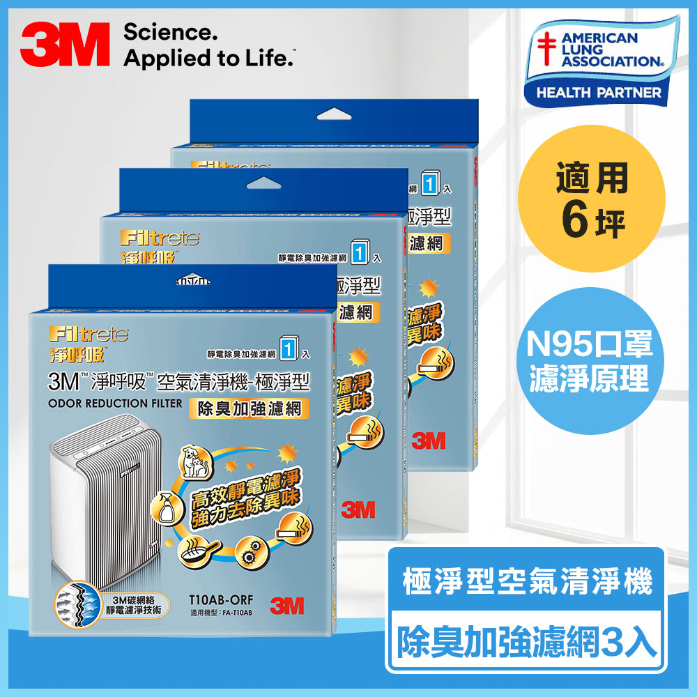 3M 淨呼吸空氣清淨機-極淨型6坪除臭加強濾網 3入 N95口罩濾淨原理