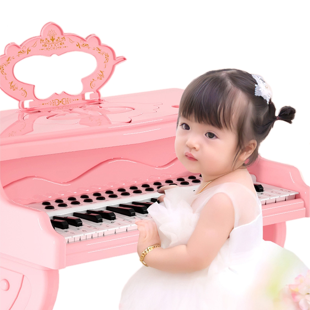colorland兒童電子琴 37鍵鋼琴 贈麥克風/琴譜/座椅-USB供電/電持用電雙功能