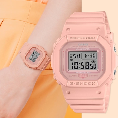 CASIO 卡西歐 G-SHOCK 珊瑚粉橘方形女錶 送禮推薦 GMD-S5600BA-4