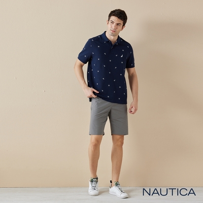 Nautica 男裝 經典涼感透氣休閒短褲-灰色