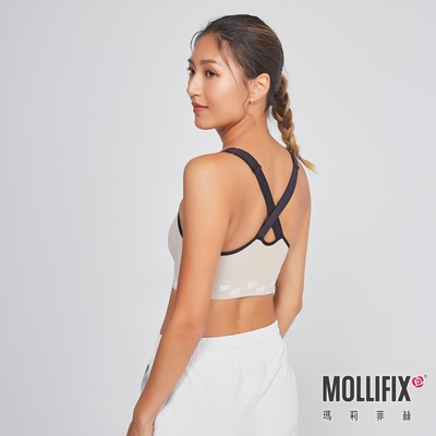 Mollifix 瑪莉菲絲 A++交叉美背可調肩包覆BRA(暖卡其)瑜珈服、無鋼圈、開運內衣