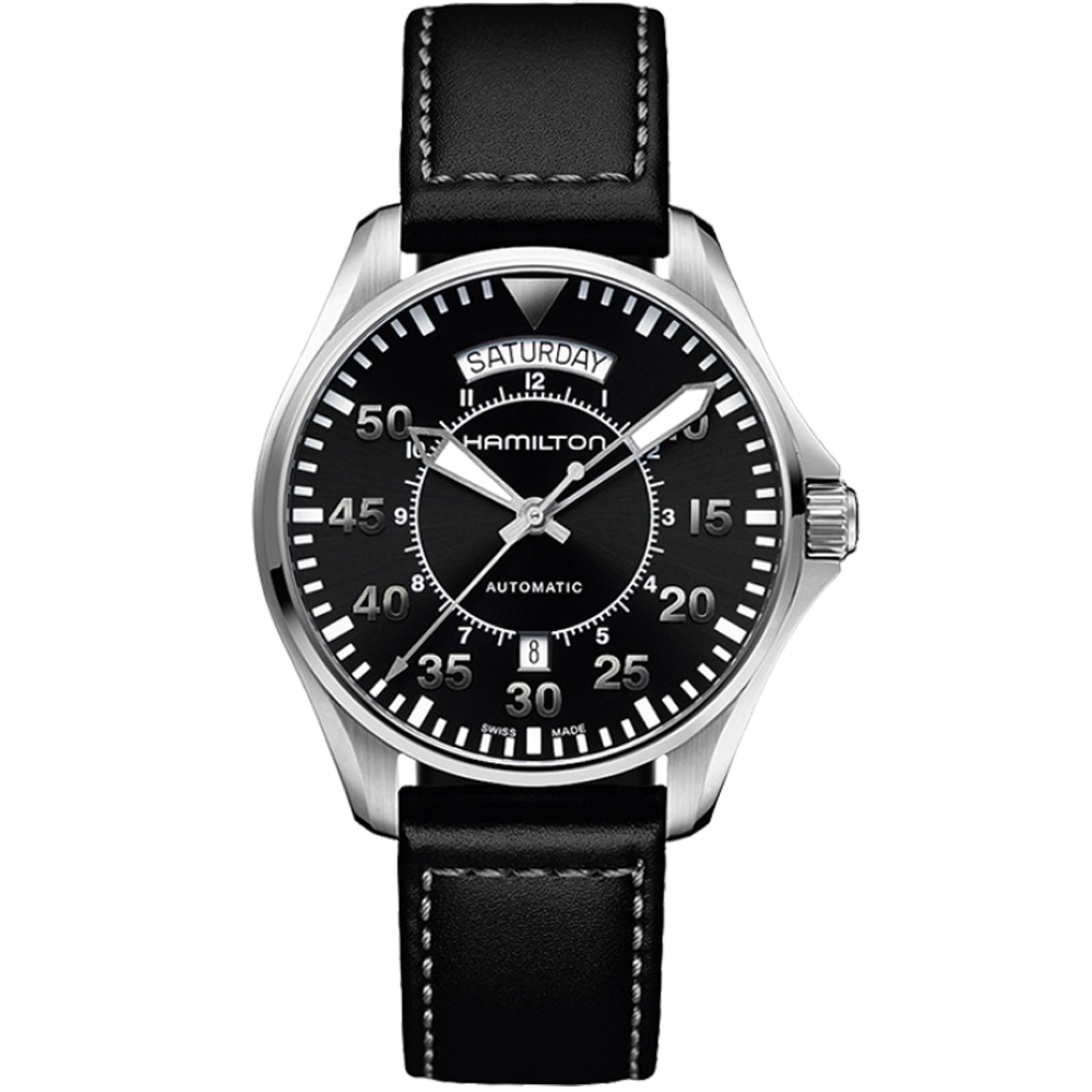 漢米爾頓卡其航空系列PILOT DAY DATE機械腕錶(H64615735)-黑