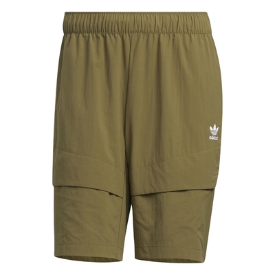 Adidas 短褲 Adicolor Shorts 軍綠 男款 口袋 刺繡 尼龍 工裝 三葉草 愛迪達 HM8036