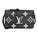 LV M80787 POCHETTE壓印LOGO Monogram牛皮雙拉鍊造型斜背包(黑x米) product thumbnail 1