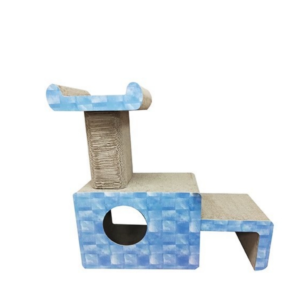 iCat 寵喵樂-海洋風雙層階踢貓抓板跳台 (CJ-19003)(送iCat 寵喵樂-CAT STICK木天蓼棒 (牛奶/薄荷) *1盒  隨機出貨)