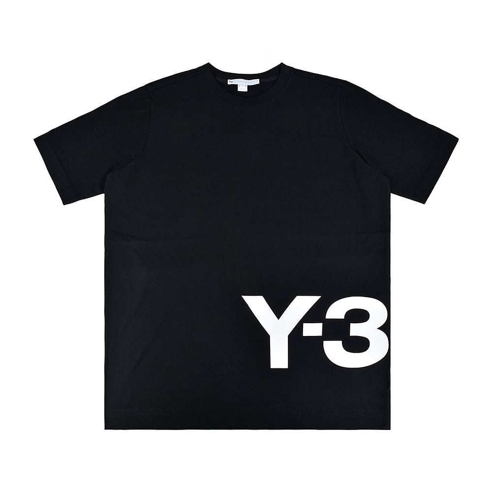 Y-3 20週年紀念款白字LOGO純棉短袖圓領T恤(男/黑)