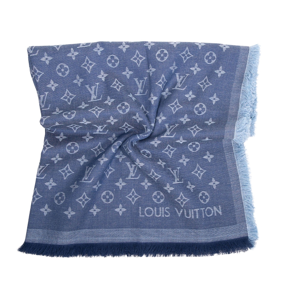 Louis Vuitton  M71618 Essential經典印花圍巾(藍色)