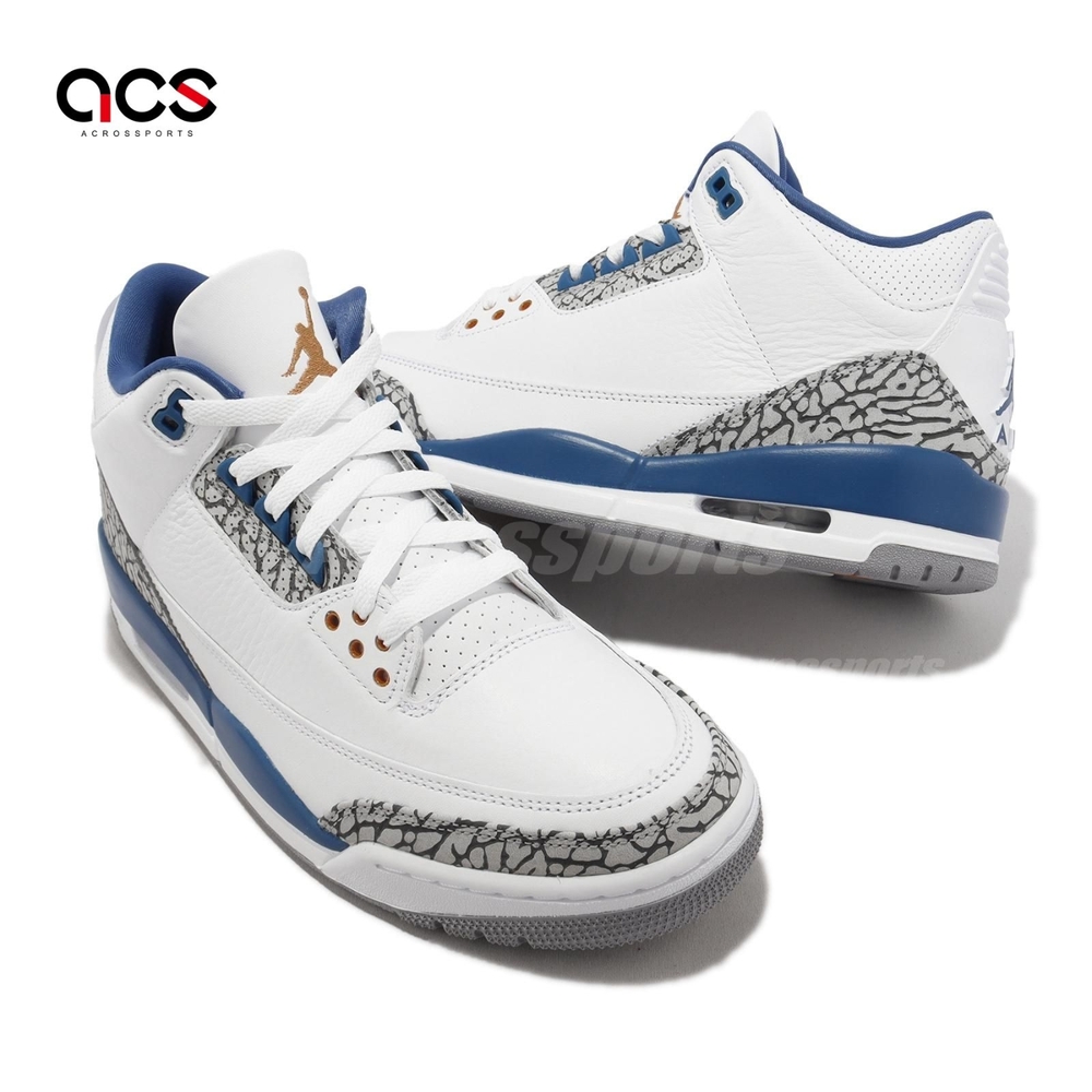 Nike Air Jordan 3 Retro Wizards 巫師隊白藍男鞋3代休閒鞋