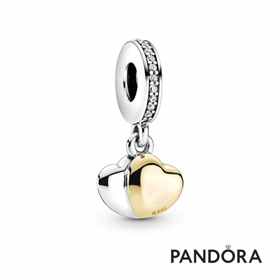 【Pandora官方直營】雙色金屬雙心吊飾-絕版品