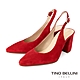 Tino Bellini 西班牙進口都會女伶尖頭後繫帶牛麂皮粗跟鞋-紅 product thumbnail 1
