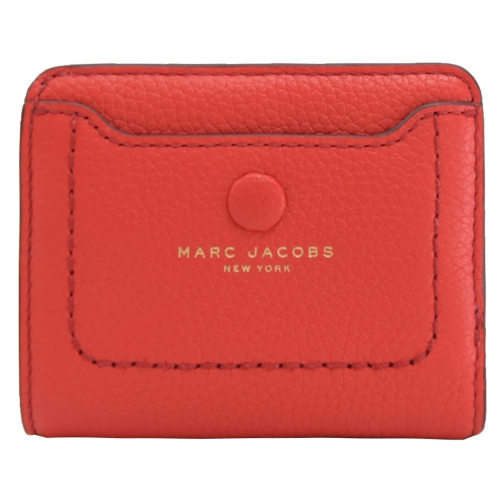 MARC JACOBS 燙印LOGO牛皮釦式零錢短夾(紅)