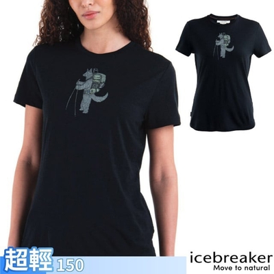 【Icebreaker】女 100%美麗諾羊毛 Tech Lite III 圓領短袖上衣(出發健行)-150.T恤_IB0A575X-001 黑
