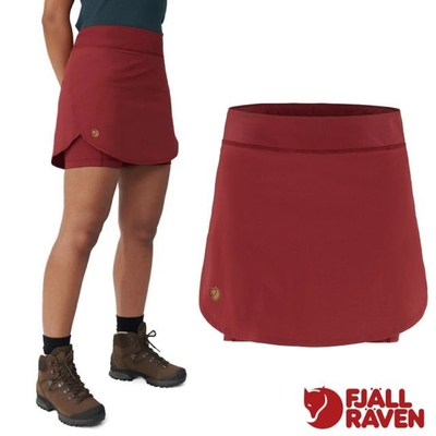 【Fjallraven 北極狐】女 Abisko Midsummer Skort 彈性輕量透氣休閒褲裙.短裙.短褲_84780-346 石榴紅