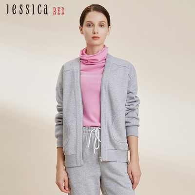 JESSICA RED - 休閒百搭簡約拉鏈棉質外套82434A