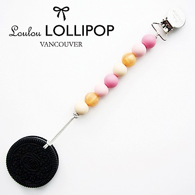 加拿大Loulou lollipop嬰幼兒巧克力夾心餅乾系列 固齒器組/奶嘴鍊夾-公主粉