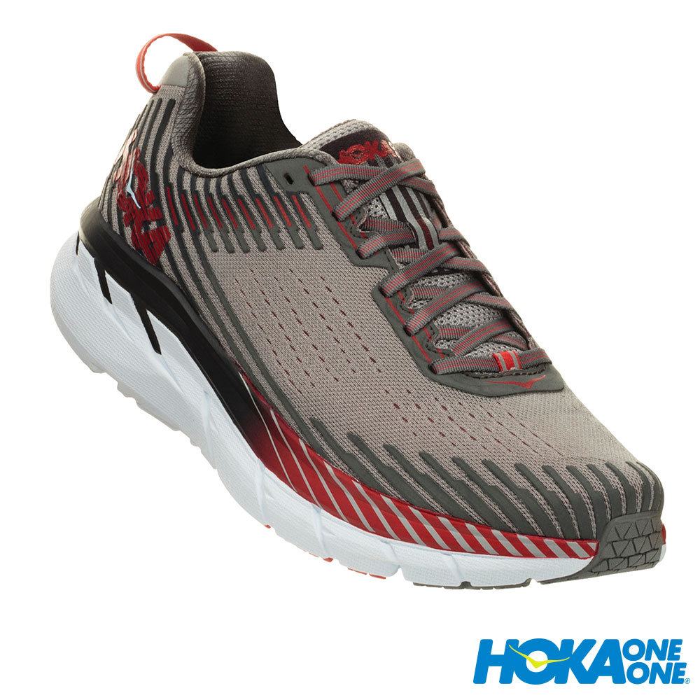 HOKA ONE ONE 男 Clifton 5 路跑鞋 寬楦 科技網布 灰