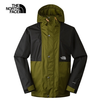 【The North Face 官方旗艦】北面男款黑綠拚接防水透氣衝鋒衣｜5JZJPIB