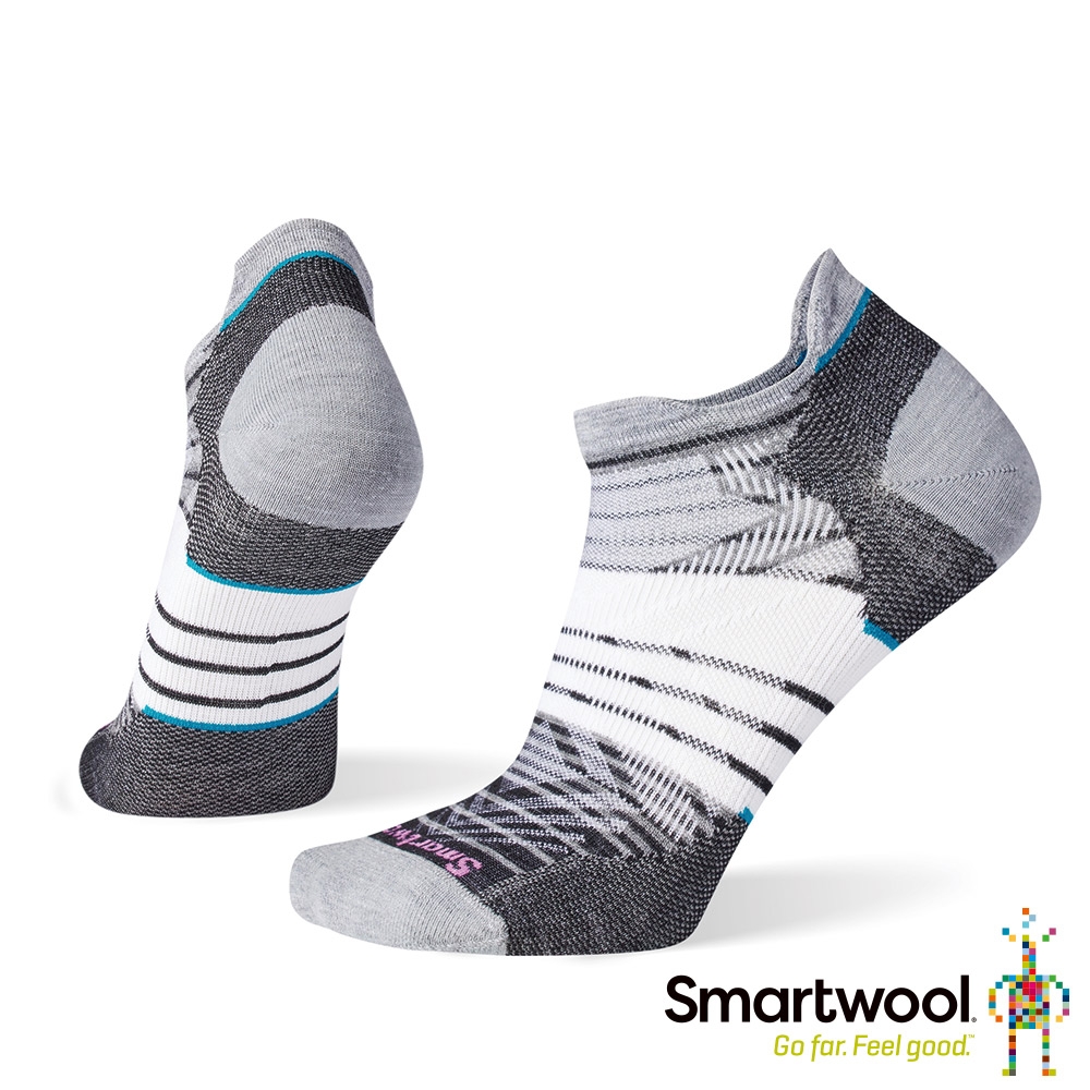 官方直營 Smartwool 女 機能跑步超輕減震印花踝襪 黑色 美麗諾羊毛襪 跑襪 保暖襪 除臭襪