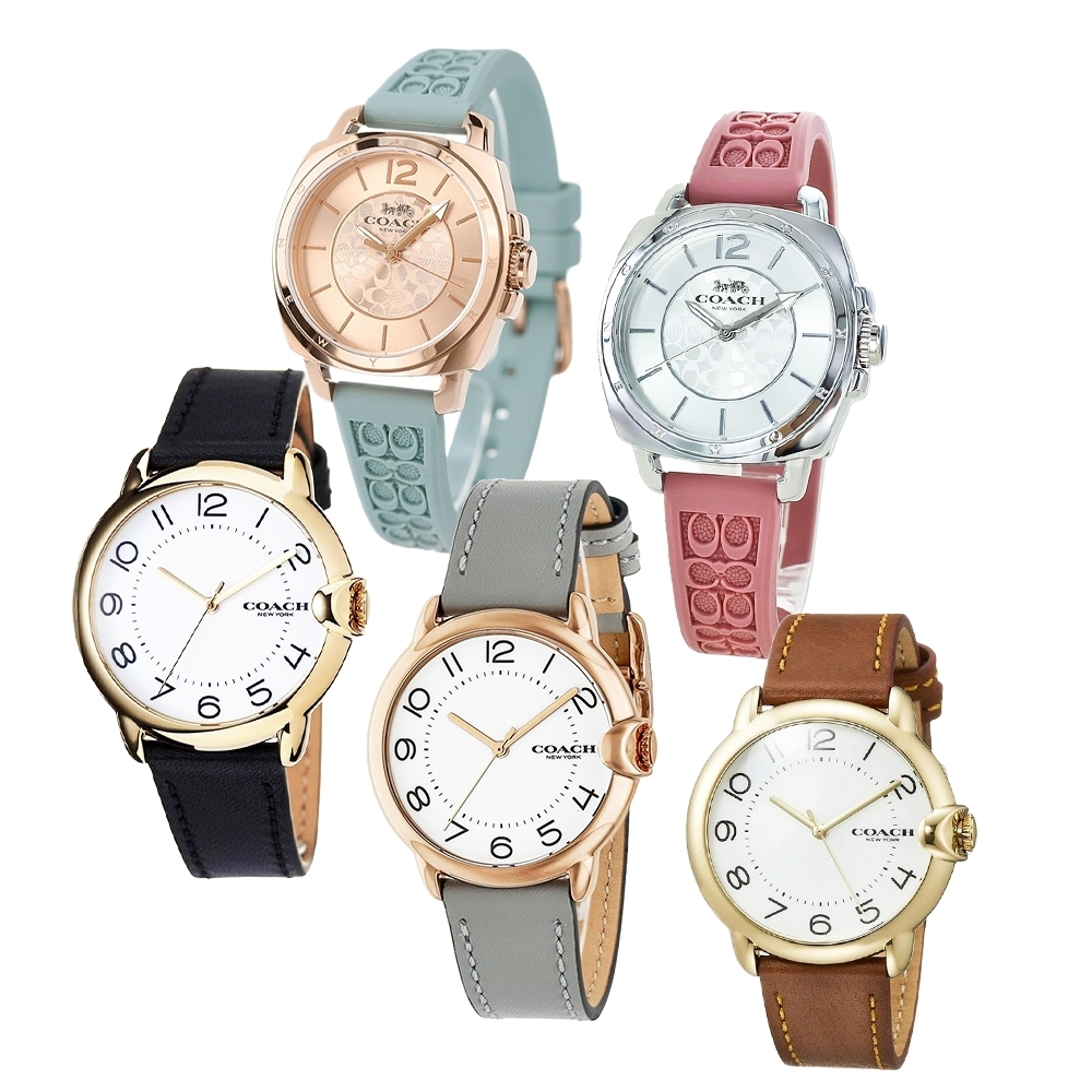 [時時樂限定]COACH 經典LOGO時尚皮革/矽膠腕錶手錶 多款可選