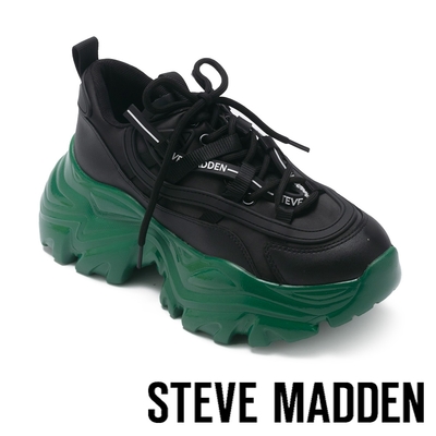 STEVE MADDEN-RECOUPE 厚底綁帶拼接老爹鞋-黑綠色