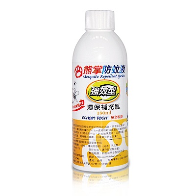 ECHAIN TECH 熊掌強效型防蚊液 -補充瓶180ml (超值量販包)