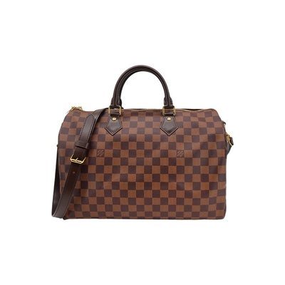 二手品 Louis Vuitton Speedy 35 Damier 帆布二用包(N41366-咖)