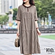 初色  POLO領格紋寬鬆五分袖A字裙洋裝-咖色-67417(M-2XL可選) product thumbnail 1