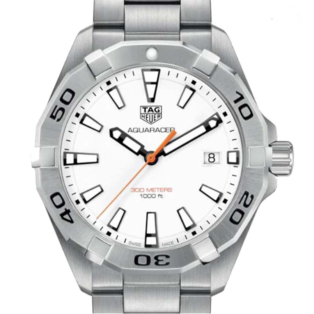 TAG HEUER 豪雅 AQUARACER 300米石英白面鏈帶款(WBD1111.BA0928)x41mm