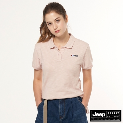 Jeep 女裝 簡約百搭休閒POLO衫-粉色